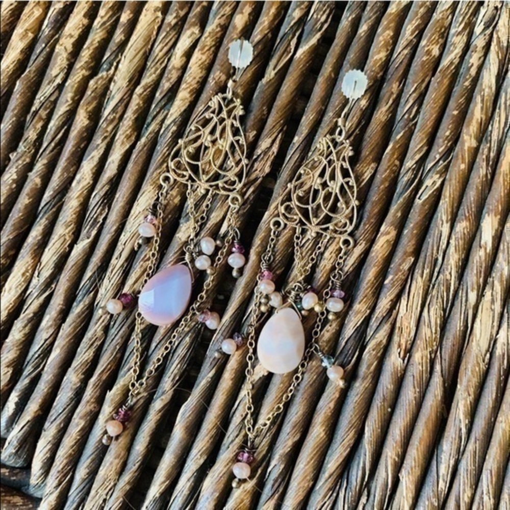 Beaded Chain Dangle Post Earrings - image 8